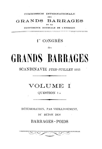 The transactions of the 1st international congress on large dams. Volume 1.